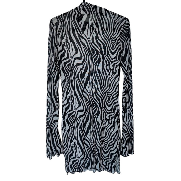 NWOT SXY SHEER  BEACH COVERUP BODYCON DRESS IN ZEBRA PRINT SIZE SMALL 4 - Picture 12 of 15